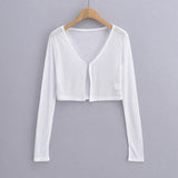 Women Sweater Knitwear Summer Fork Sun Protection Knit Cardigan V-neck Top