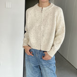 Women Winter Knitted Sweater Zipper Cardigan Long Sleeve Solid Color Thick Sweater