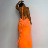 Women Dresses Summer Sexy Backless Self-Tie Dress