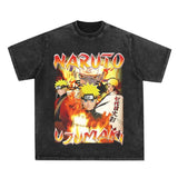 2024Men Short Sleeve T Shirt Naruto Anime Print Vintage