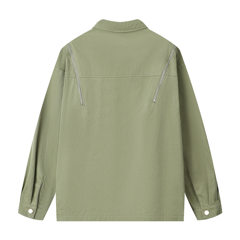 Men Jacket Coat Zipper Lapel Jacket