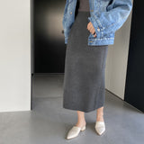 Women Knitted Skirt Autumn and Winter Knitting Straight Skirt Sheath Skirt