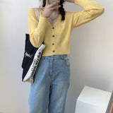 Women Cardigan Sweater Knitted V-neck Cardigan 8t7137