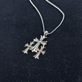 Chrome Hearts Necklace Cross Pendant Men's Vintage Thai Silver Letter Bead Necklace