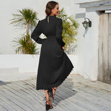 Women Date Dress Ol Slim Fit Long Dress Autumn and Winter Stand Collar Dress