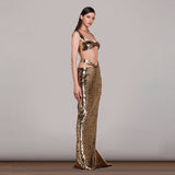 Women Dresses Sexy Sequined Skirt Suit Sheath Dress Two-Piece Set (Zns0409)