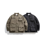 Unisex Winter Cotton Coat Three-Dimensional Pocket Decoration Lapel Cotton-Padded Coat Retro Workwear Shirt Cotton-Padded Jacket