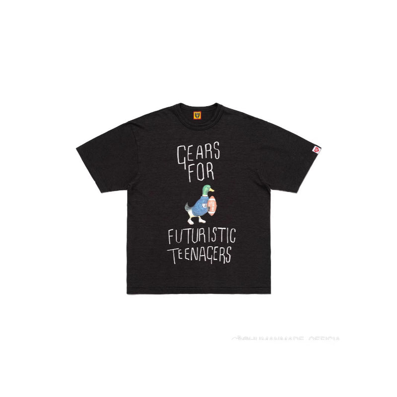 Men T-shirts Bird Letter Pattern Printed Short Sleeve Bamboo Cotton Loose