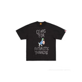 Men T-shirts Bird Letter Pattern Printed Short Sleeve Bamboo Cotton Loose