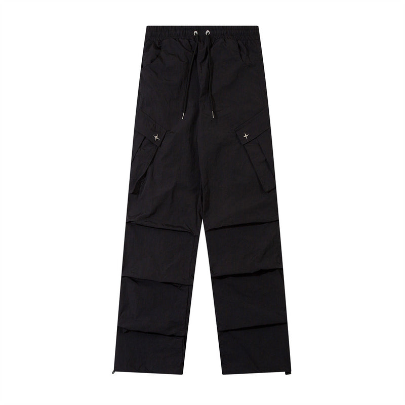 Men Sweatpants Mechanical Style Pleated Workwear Casual Pants Baggy Pants Straight-Leg Trousers