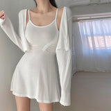 Women Dresses Cardigan U-Neck Sling Dress