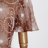 Women Dresses Summer Retro Short Sleeve Dress Stand Collar Single-Breasted Skirt (Qymy0409)