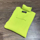 Vetements Sweater Slim-Fit Turtleneck Labeling Fluorescent Green Vertical Bar Knitted Sweater