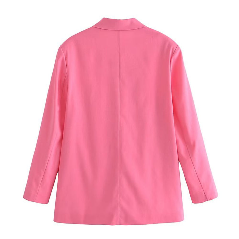 Women Suits Autumn Polo Collar Solid Color Leisure Long Sleeve Suit Coat