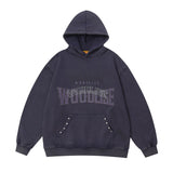 Men Hoodie Vintage Distressed Affixed Cloth Embroidered Couple Hooded Sweater