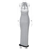 Women Dresses Spring and Summer Sexy Backless Lace Dress