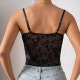 Women's Party Tops Straps Tulle Fishbone Waist Cropped Top