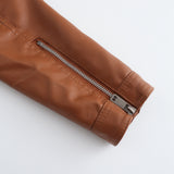Red Leather Jacket Women's Leather Top Long Sleeve Spring and Autumn Thin Jacket
