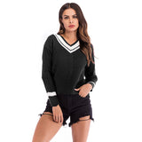 Women Knitted Sweater Autumn and Winter V-neck Women's Loose Sweater Long Sleeve Bottoming Sweater
