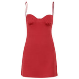 Women Dresses Knitted Square Collar Sling Dress Spring Sexy Backless Hip Skirt