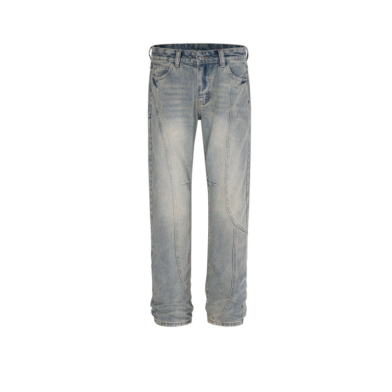 MIJKO Men's Vintage Pants MIJKO Spliced trousers men's and women's washing water high street trendy jeans