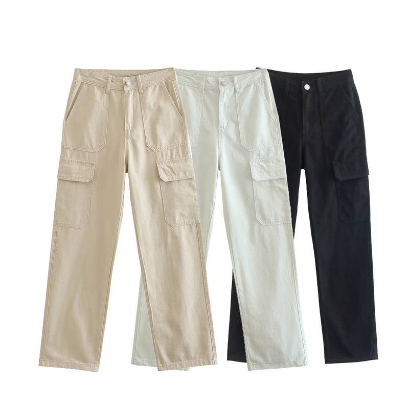 Women Sweatpants Retro Overalls Fall Wide-Leg Straight Pants