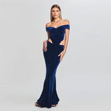 Women Dresses Sexy Waist Hollow-out Velvet Dress Long Dress Dress (Zns0409)