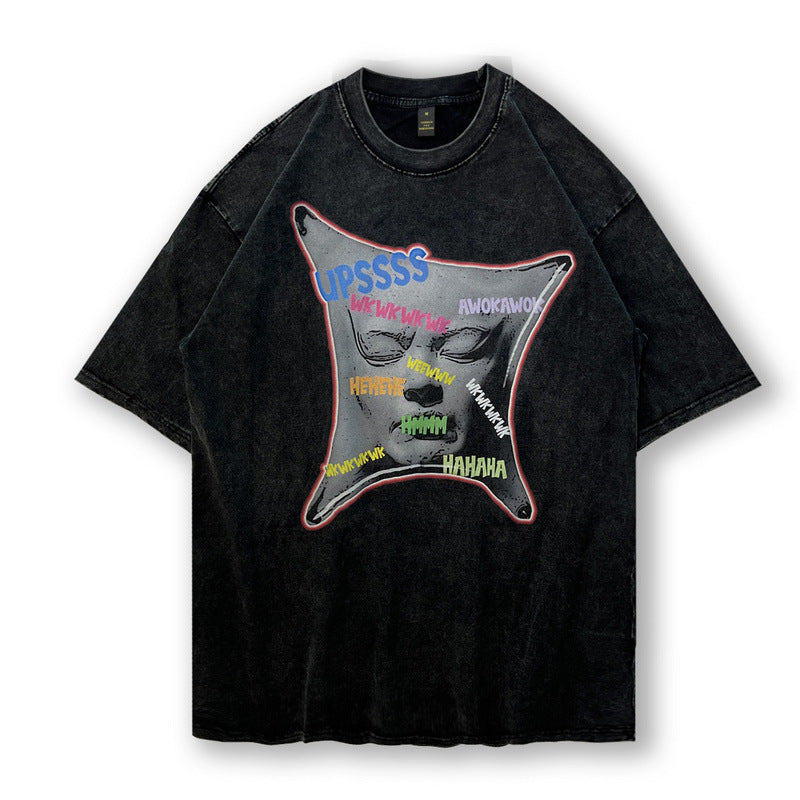 Men T Shirt Vintage Worn Looking Washed-out Short Sleeve T-shirt