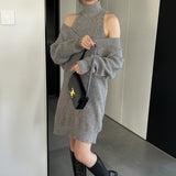 Women Knitted Two-Piece Set Autumn and Winter Turtleneck Sweater 5t5156