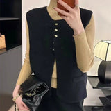 Women Knitted Cardigan Vest Vest Cardigan Coat Knitted Sweater Women's round Neck Loose