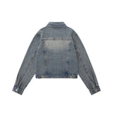 Women Jacket Pocket Washed and Worn Denim Coat Lapel Denim Jacket Jacket