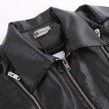 Women Jacket Ribbed Short Leather Jacket Women Zipper Jacket Coat