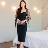 Women Maxi Dress Autumn Winter Sexy Mesh Dress