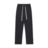 Men Sweatpants Straight Casual Pants Loose Elastic Waist Solid Color Simple Wide Leg Pants Trousers