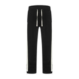 Men Sweatpants Colorblock Casual Pants Boys Zipper Slit Loose Wide Leg Pants