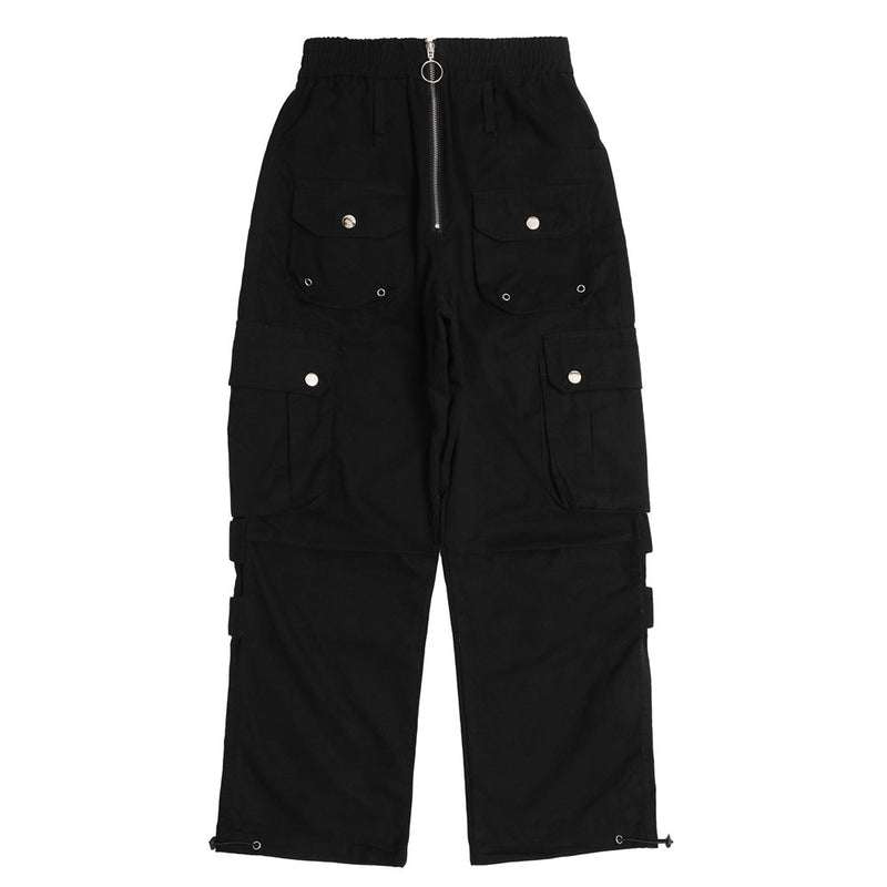 Men Sweatpants Multi-Pocket Velcro Casual Pants Loose Wide-Leg Pants