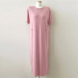 Women Dresses Short Sleeve Dress Crew Neck Casual Midi Dress