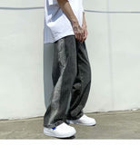 Men Jeans Ripped Jeans Summer Baggy Straight Trousers Wide Leg Trousers