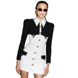 Women Dresses Polo Collar Button Bandage One-Piece Dress (Ont0408)