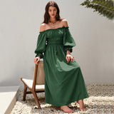 Women Dress Retro Lantern Sleeve Long Sleeve Dress Dress