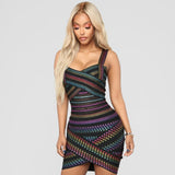 Women Dresses Striped Bandage Dress Banquet Party Dress Skirt (Ont0408)