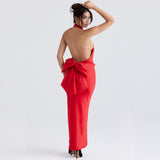 Women Dresses Sexy Backless Dress Long Dress Bowknot Dress (Zns0409)