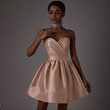Women Dresses Sexy Drill Chain Spaghetti-Strap Strap Dress Dress (Bla0420)