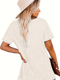 Spirit Bird & Letter Print Crew Neck T-Shirt, Casual