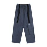 Men Sweatpants Casual Trousers Striped Stitching Ruffle Ankle-Tied Drawstring Sports Pants