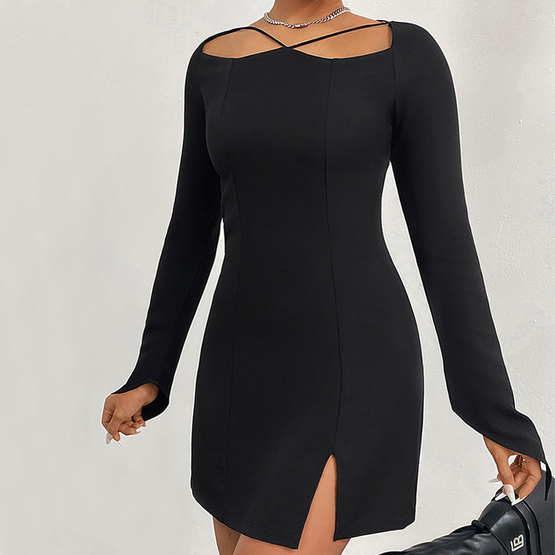 Women Dress Autumn and Winter Hip Skirt Sexy Long Sleeve Dress