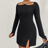 Women Dress Autumn and Winter Hip Skirt Sexy Long Sleeve Dress