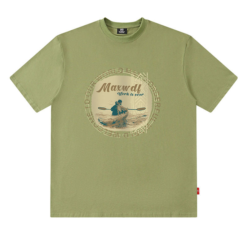 Men T Shirt Vintage Print Short Sleeves T-shirt Men