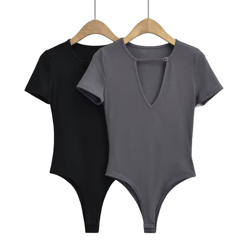 Women Tops Summer Metal Buckle Hollow Jumpsuit Sexy Top