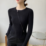 Women Cardigan Sweater Autumn Coat Zipper Slim Fit Short Long Sleeve Top Coat 8t8160